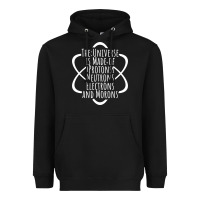 Black funny science geek universe is made of morons white Heavyweight Hoodie - artisFamous