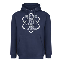 Navy funny science geek universe is made of morons white Heavyweight Hoodie - artisFamous