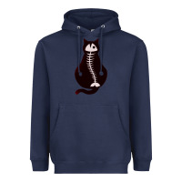 Navy Cat with Fish Bone Heavyweight Hoodie - artisFamous