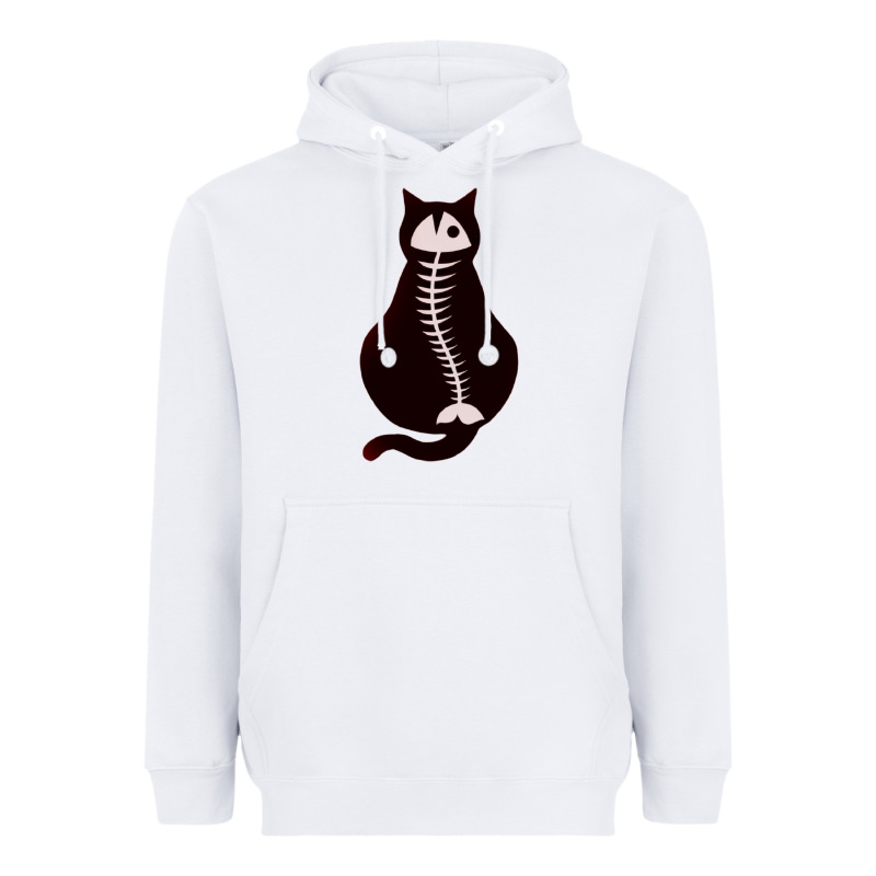 Cat With Fish Bone Heavyweight Hoodie by artisFamous | Teevron