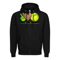Black peace love softball Zipper Hoodie - AdoDesignShop