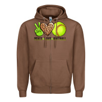 Chestnut peace love softball Zipper Hoodie - AdoDesignShop