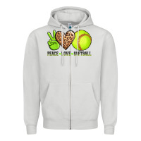 Dove Grey peace love softball Zipper Hoodie - AdoDesignShop
