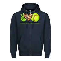 Navy peace love softball Zipper Hoodie - AdoDesignShop