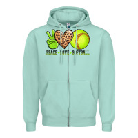 Seafoam peace love softball Zipper Hoodie - AdoDesignShop