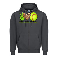 Smoke peace love softball Zipper Hoodie - AdoDesignShop