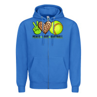 True Royal peace love softball Zipper Hoodie - AdoDesignShop