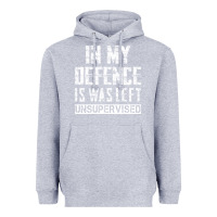 Heather Grey in my defence i was left unsupervised Heavyweight Hoodie - artisFamous