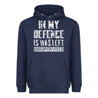 Navy in my defence i was left unsupervised Heavyweight Hoodie - artisFamous