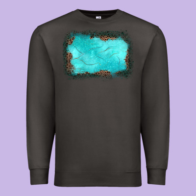 Gemstone Turquoise Leopard Background Premium Sweatshirt Designed By Jahusdesignshop