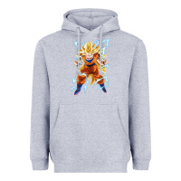 Heather Grey super saiyan Heavyweight Hoodie - artisFamous