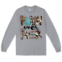 Heather Grey Faith Over Fear Long Sleeve Tee - FaDigitalArtStudio