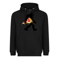 Black bigfoot carrying pizza Heavyweight Hoodie - artisFamous