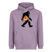 Lavender bigfoot carrying pizza Heavyweight Hoodie - artisFamous