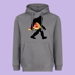 Bigfoot Carrying Pizza Heavyweight Hoodie Designed By Artisfamous