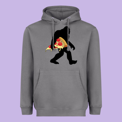 Bigfoot Carrying Pizza Heavyweight Hoodie Designed By Artisfamous