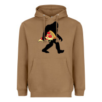 Toasted Coconut bigfoot carrying pizza Heavyweight Hoodie - artisFamous