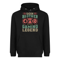 Black SON BROTHER GAMING LEGEND Heavyweight Hoodie - artisFamous