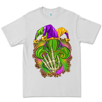 Dove Grey Mardi Gras with skeleton hand Premium Tee - HowdyJamesFarm