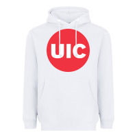 White UIC College Heavyweight Hoodie - artisFamous