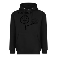 Black Plz Use It Text Graphic Heavyweight Hoodie - artisFamous