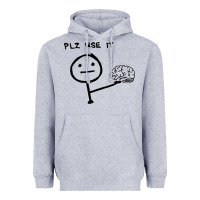 Heather Grey Plz Use It Text Graphic Heavyweight Hoodie - artisFamous