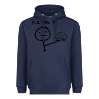 Navy Plz Use It Text Graphic Heavyweight Hoodie - artisFamous