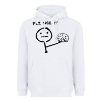 White Plz Use It Text Graphic Heavyweight Hoodie - artisFamous
