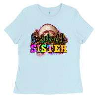 Baby Blue baseball sister Ladies Tee - OliviaCreatesArt