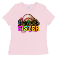 Bubblegum Pink baseball sister Ladies Tee - OliviaCreatesArt