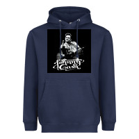 Navy Johnny Cash Music Heavyweight Hoodie - artisFamous