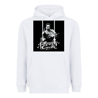 White Johnny Cash Music Heavyweight Hoodie - artisFamous