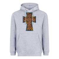 Heather Grey leopard sunflower cross Heavyweight Hoodie - JahusDesignShop