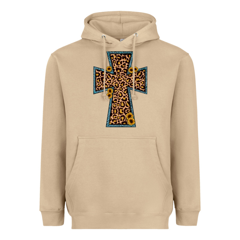 Leopard Sunflower Cross Heavyweight Hoodie by JahusDesignShop | Teevron