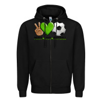 Black peace love soccer Zipper Hoodie - AdoDesignShop
