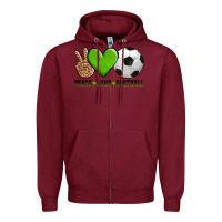 Burgundy peace love soccer Zipper Hoodie - AdoDesignShop