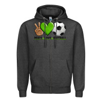 Charcoal Heather peace love soccer Zipper Hoodie - AdoDesignShop
