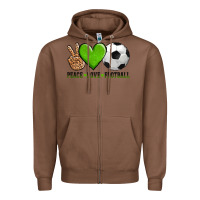 Chestnut peace love soccer Zipper Hoodie - AdoDesignShop