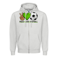 Dove Grey peace love soccer Zipper Hoodie - AdoDesignShop