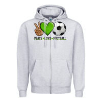 Heather Grey peace love soccer Zipper Hoodie - AdoDesignShop