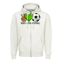 Oatmeal Heather peace love soccer Zipper Hoodie - AdoDesignShop