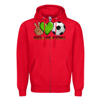 Red peace love soccer Zipper Hoodie - AdoDesignShop