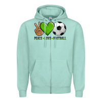 Seafoam peace love soccer Zipper Hoodie - AdoDesignShop