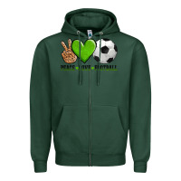 Sports Green peace love soccer Zipper Hoodie - AdoDesignShop