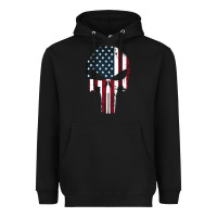 Black the punisher american flag Heavyweight Hoodie - artisFamous