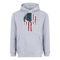 Heather Grey the punisher american flag Heavyweight Hoodie - artisFamous