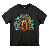 Asphalt Lady Of Guadalupe Rainbow Heavy Core Tee - RanaPortraitStore