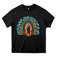 Black Lady Of Guadalupe Rainbow Heavy Core Tee - RanaPortraitStore