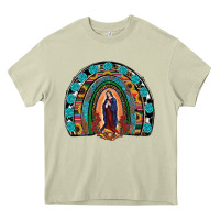 Mossy Lady Of Guadalupe Rainbow Heavy Core Tee - RanaPortraitStore