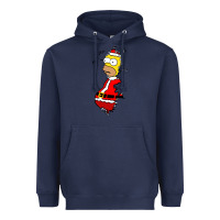 Navy Homer Claus Christmas Heavyweight Hoodie - artisFamous